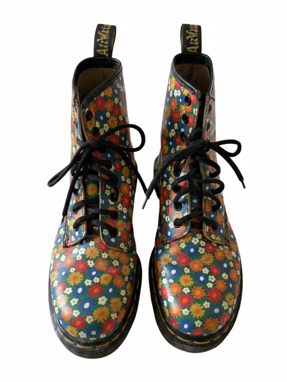 Vintage Doc Martens MIE flower power multicolored daisy boots